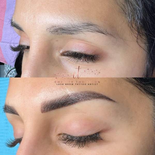Nano brows before and after hairstroke result by EyelashYou in Madison Alabama