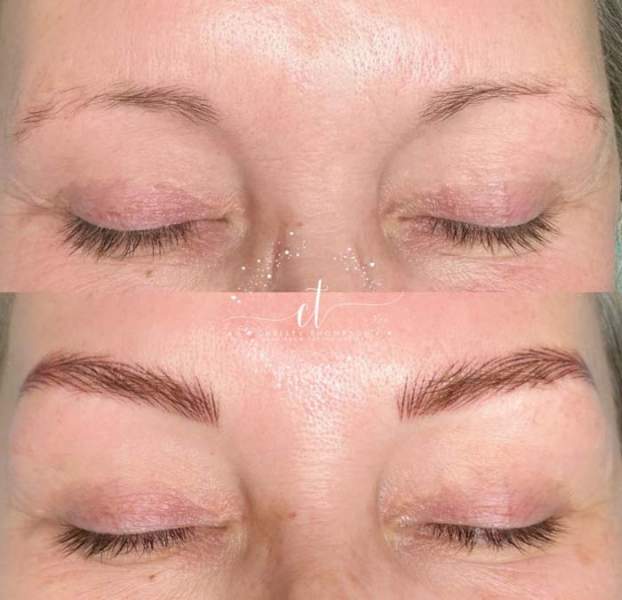 Powder brows before and after result by EyelashYou in Madison Alabama